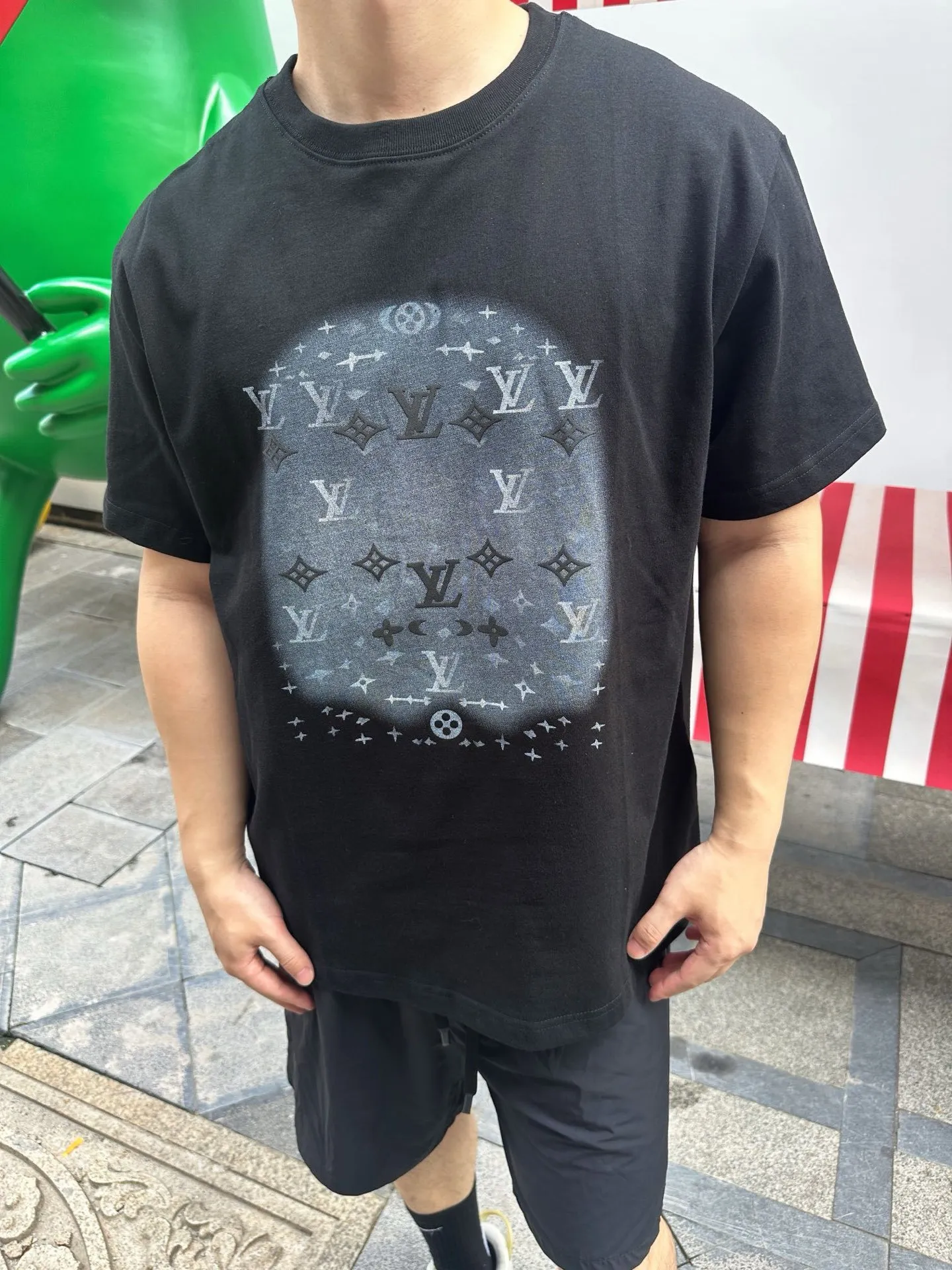 Louis Vuitton/Louis Vuitton ink rendering printed decorative short sleeves